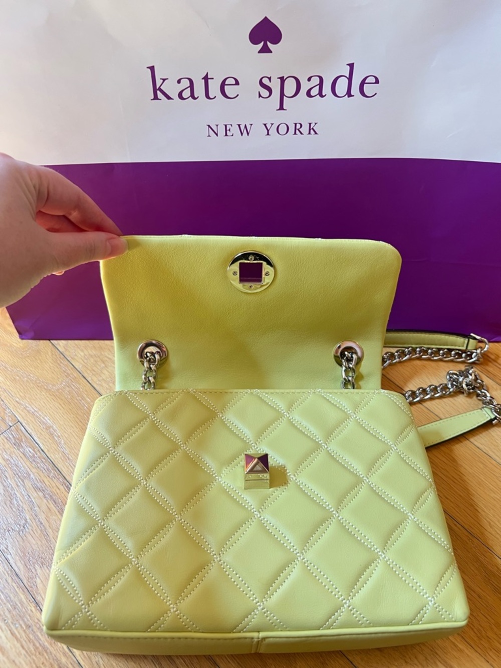 Kate Spade Yellow Green Frosty Lime Natalia Small Flap Crossbody - Picture 8 of 13